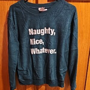 Naughty Nice Whatever Fleece Ugly Christmas Sweater Medium